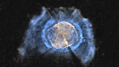 Mgławica planetarna w kosmosie, kolorowe chmury gazu na czarnym tle nieba